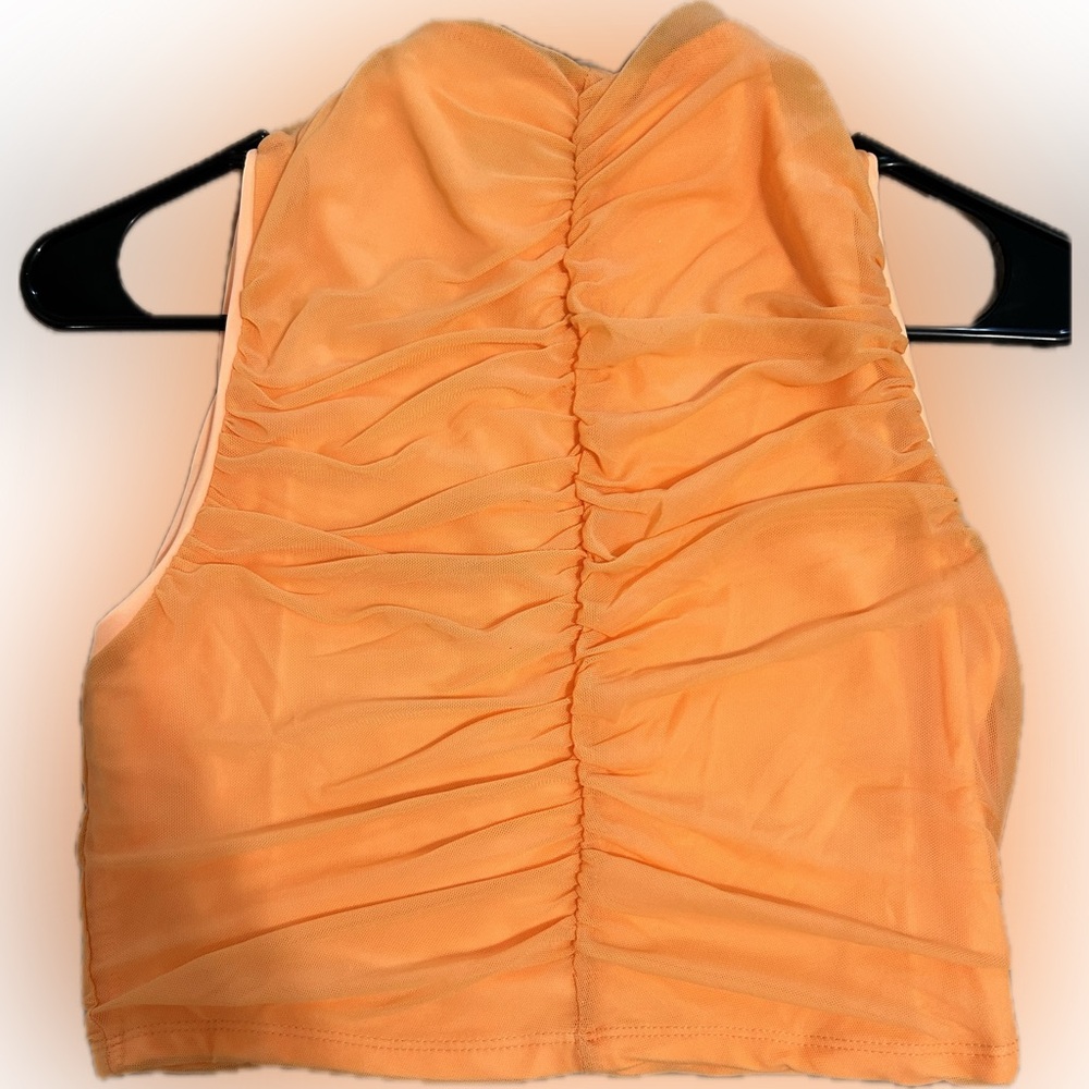 Naked wardrobe mesh crop top with ruching